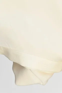 Cream silk-blend pull-on midi slip skirt with lettuce hem
