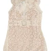 Cream sleeveless lace beaded top