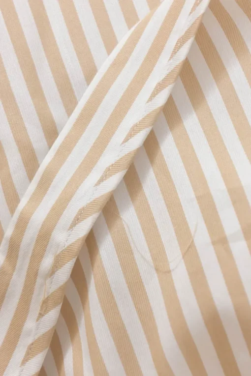 Cream striped cotton-blend Grecian neck drop-waist maxi dress with criss-cross back