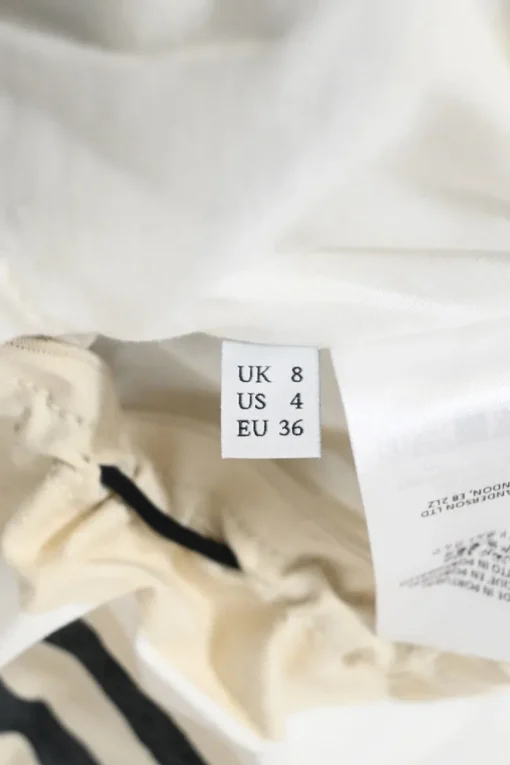 Cream striped ruffled cotton-viscose two-piece summer dress with exposed waist and self-tie belt