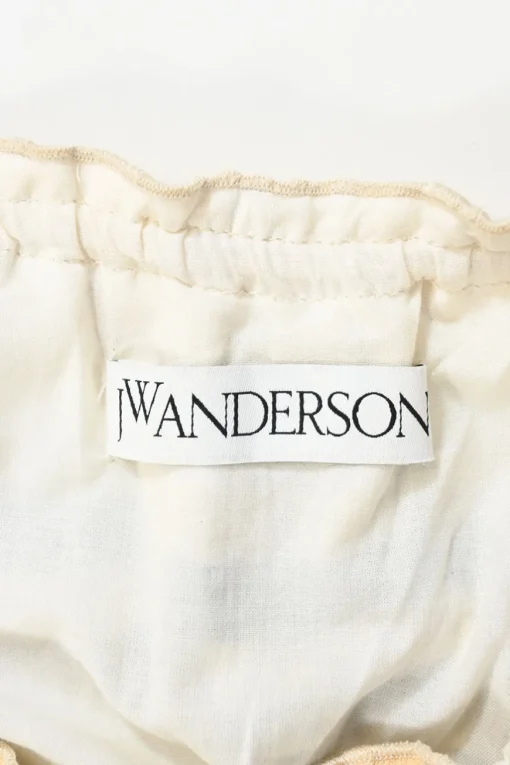 Cream striped ruffled cotton-viscose two-piece summer dress with exposed waist and self-tie belt