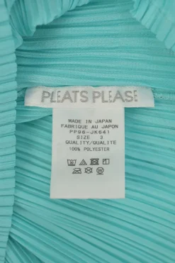Cyan polyester dolman sleeve cropped plissé blouse