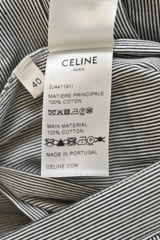 Dark navy striped cotton pull-on high-rise drop-waist midi A-line skirt