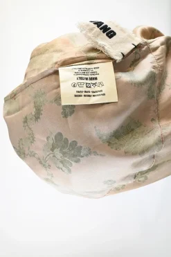Dark rose viscose-cupro blend Alisa botanic print tiered shift dress with gathered blouson sleeves