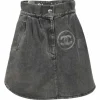 Dark-wash stretch-cotton denim mini skirt featuring Coco Mark and logo motif