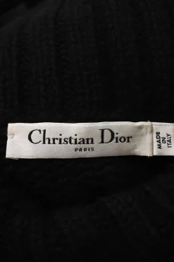 Dioramour navy wool-cashmere blend intarsia knit spread collar sweater featuring rabbit motif