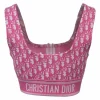 Dioriviera pink polyamide Oblique jacquard knit zip-up bustier bra