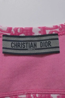Dioriviera pink polyamide Oblique jacquard knit zip-up bustier bra