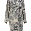 Dioriviera two-tone Sauvage Toile de Jouy cashmere and wool jacquard open-front long cardigan