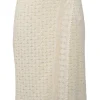 Ecru cotton wrap-effect apron style crochet skirt with scalloped edges