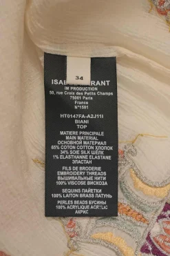 Ecru embroidered cotton seersucker Biani cold-shoulder flutter sleeve blouse