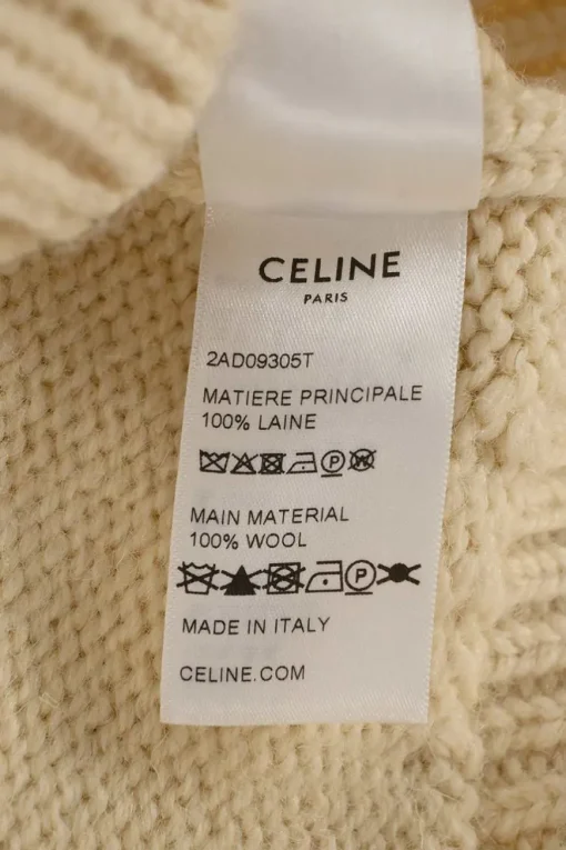 Ecru wool Triomphe cable knit crewneck pullover sweater