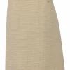 Ecru wool-blend bouclé tweed A-line midi skirt