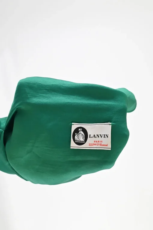 Emerald polyester satin bateau neck cap sleeve ribbon top
