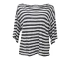 Farhi black two-tone striped jersey knit dolman sleeve pullover slouchy top