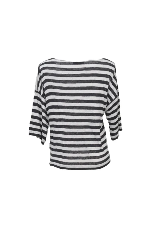Farhi black two-tone striped jersey knit dolman sleeve pullover slouchy top