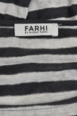 Farhi black two-tone striped jersey knit dolman sleeve pullover slouchy top