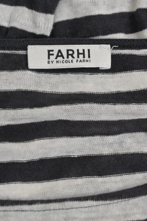 Farhi black two-tone striped jersey knit dolman sleeve pullover slouchy top