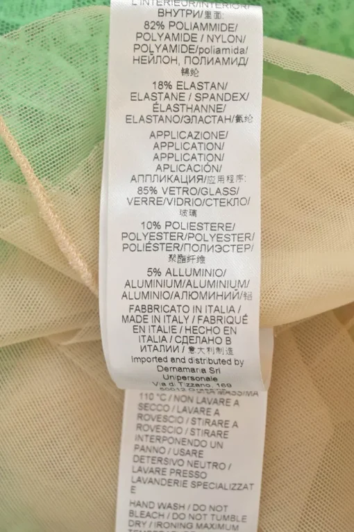 Fluo green crystal-embellished scalloped cotton floral lace illusion strapless sheath dress