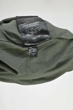 Forest embellished green cotton jersey scoop neck t-shirt with half collar bead appliqué