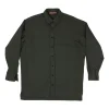 Forest green cotton-blend poplin button-front Oxford shirt
