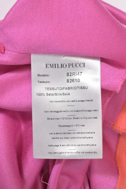 Fuchsia and coral red paneled silk jersey knit plunge maxi dress with self-tie belt