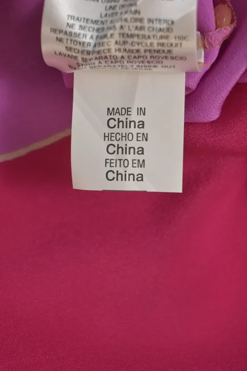 Fuchsia bias-cut striped silk band-collar button-front blouse