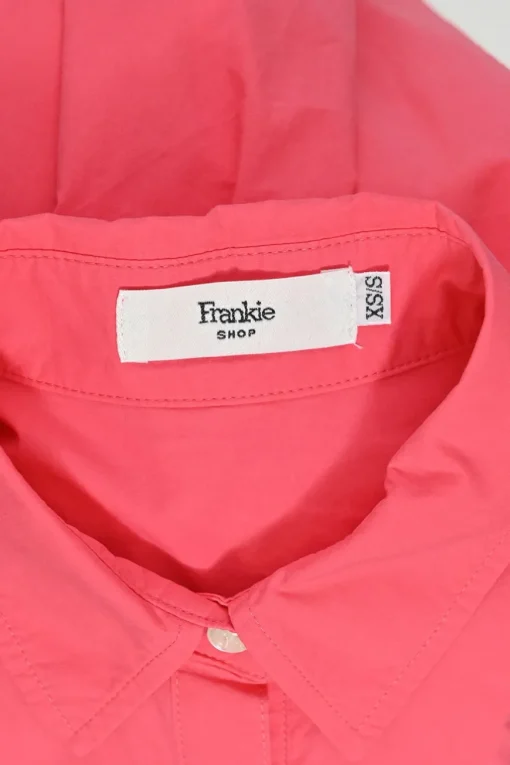 Fuchsia cotton poplin Melody oversized classic collar button-front shirt with chest patch pocket