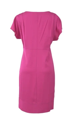 Fuchsia draped cap sleeve sheath dress