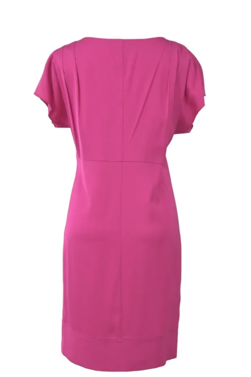 Fuchsia draped cap sleeve sheath dress