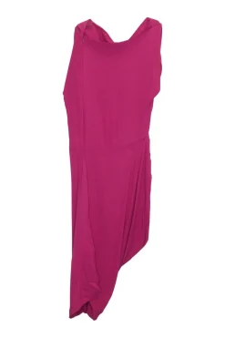 Fuchsia draped viscose-blend pullover cowl bateau Vian dress