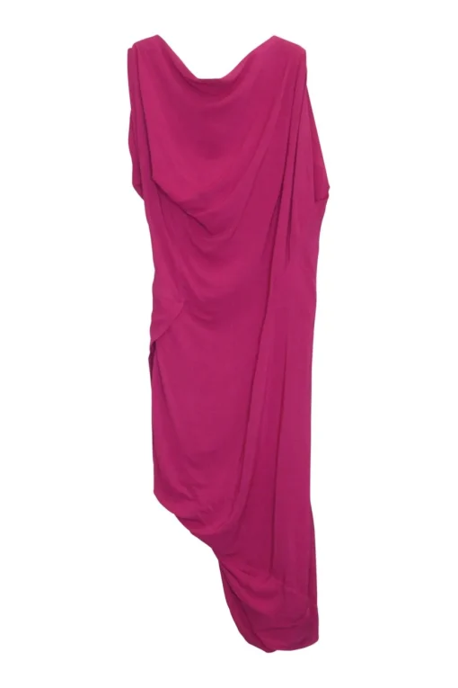 Fuchsia draped viscose-blend pullover cowl bateau Vian dress
