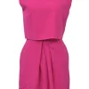 Fuchsia draped wool blouson mini dress