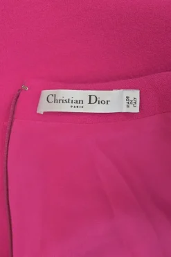 Fuchsia draped wool blouson mini dress