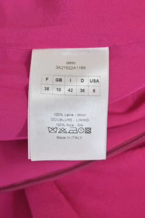 Fuchsia draped wool blouson mini dress