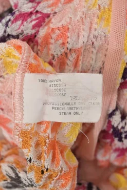 Fuchsia rayon striped pointelle knit tie-front cardigan