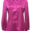 Fuchsia silk long sleeve shirt