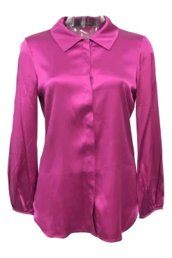 Fuchsia silk long sleeve shirt