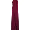 Fuchsia triacetate-blend paneled satin racerback slip dress with front side slit