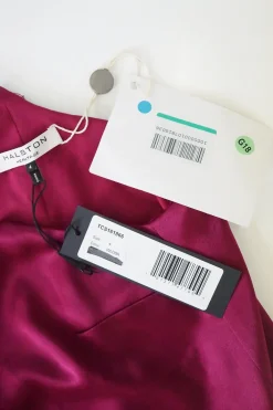 Fuchsia triacetate-blend paneled satin racerback slip dress with front side slit