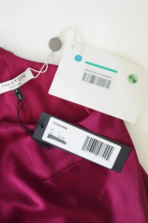 Fuchsia triacetate-blend paneled satin racerback slip dress with front side slit