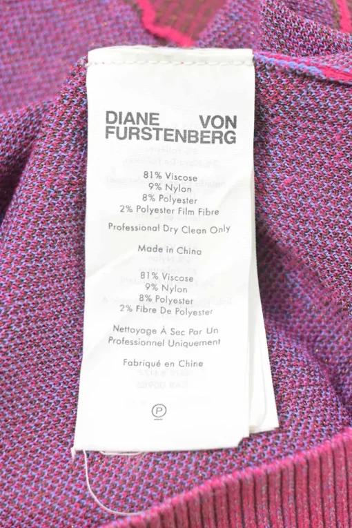 Fuchsia viscose-blend abstract jacquard knit print half-sleeve pullover knit top