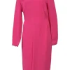 Fuchsia viscose-blend long sleeve sheath dress