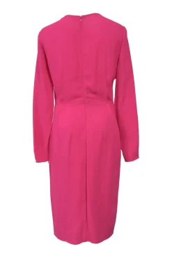 Fuchsia viscose-blend long sleeve sheath dress