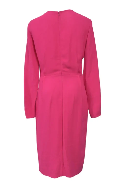 Fuchsia viscose-blend long sleeve sheath dress