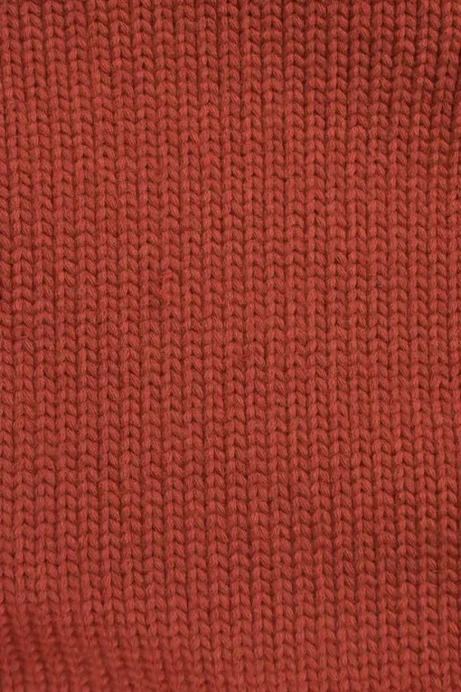 Ginger red wool-blend knit crewneck pom-pom sweater
