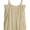 Gold cupro glitter pullover draped camisole with fixed straps
