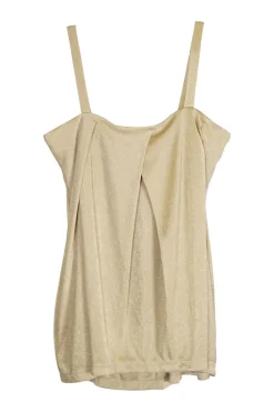 Gold cupro glitter pullover draped camisole with fixed straps