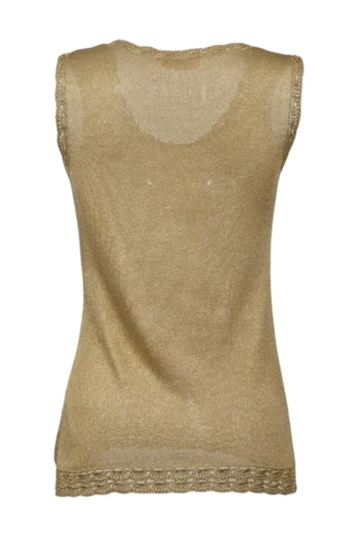 Gold lace-trimmed acetate-blend knit camisole