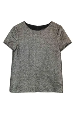 Gold polyester-cotton blend short sleeve swing-style top